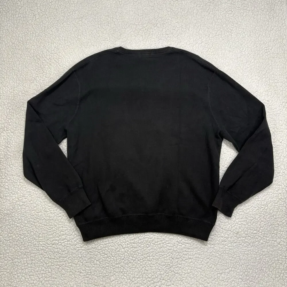 Polo Ralph Lauren Sweatshirt Mens XL Black Crewneck Purple Pony Logo Cotton‎